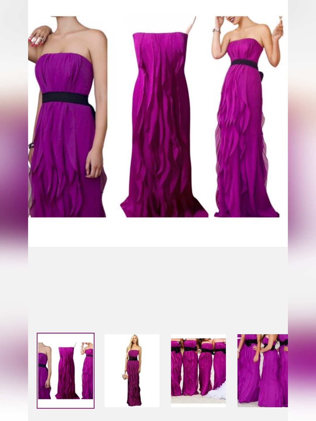White By Vera Wang Vw360102 Cassis Strapless Crinkle Chiffon Gown Size 12 Nwt